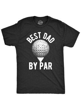 Men's Golfing T Shirts Best Dad by Par, BLACK, Size MEDIUM